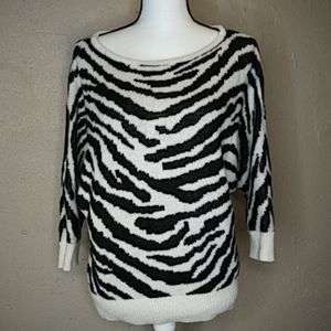 XOXO Zebra Angora Sweater Dolman Type Sleeve XL